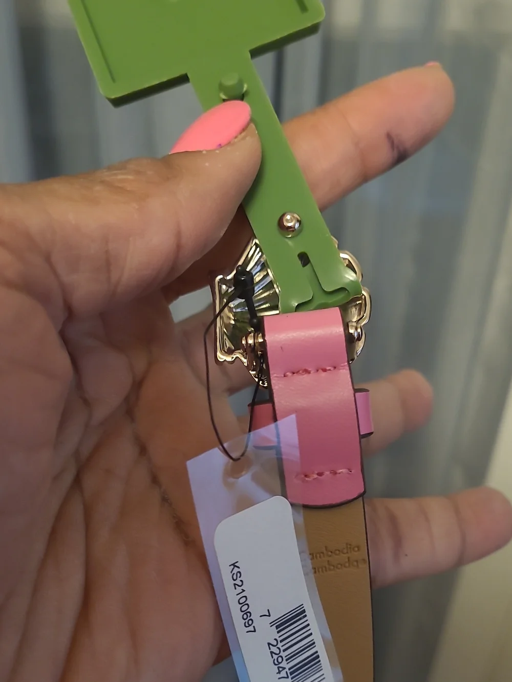 Pink Leather Shell-Accent Women's Belt - Medium